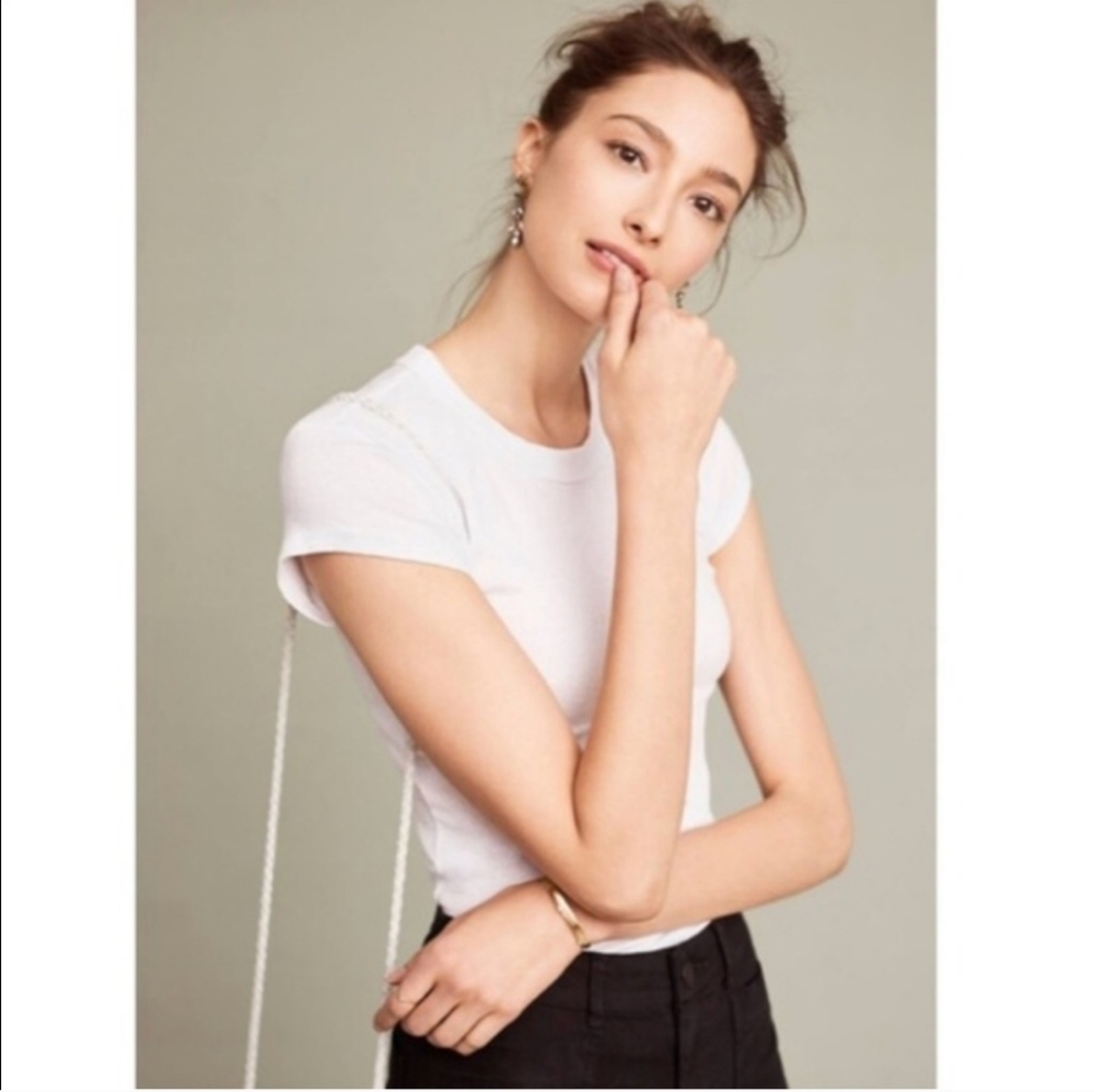 Anthropologie nude pink sparkle tee